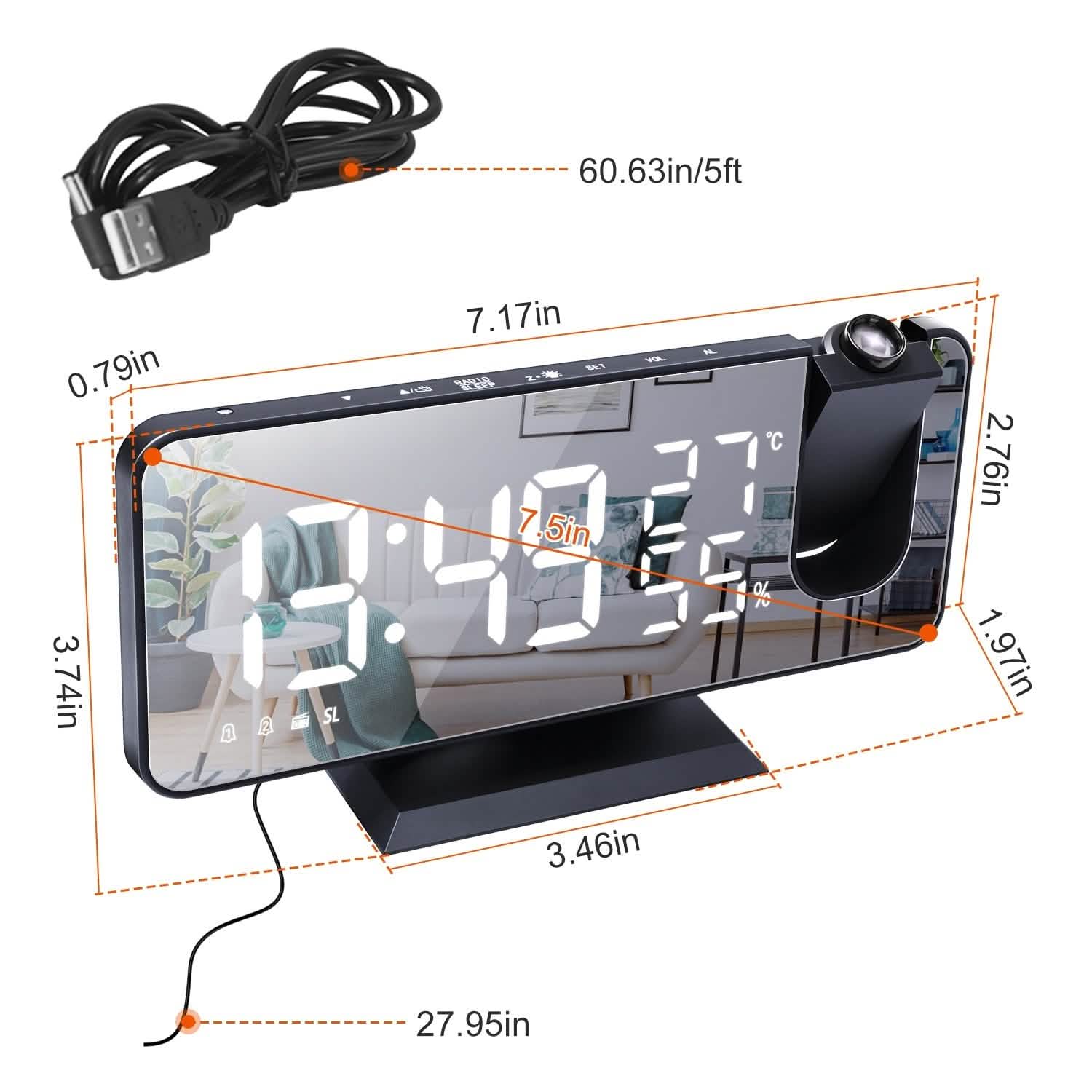 Projection Alarm Clock with Radio Function DailySale