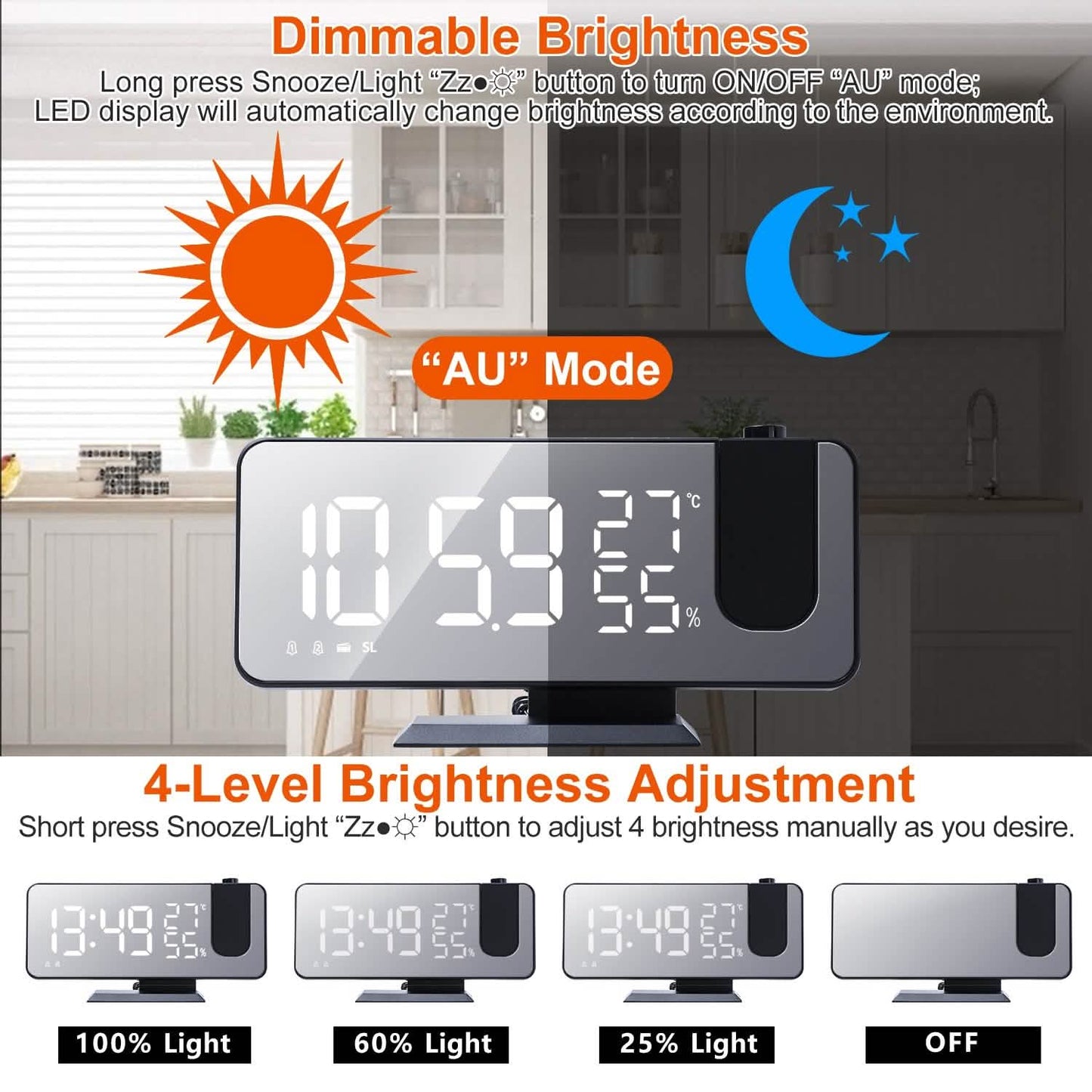 Projection Alarm Clock with Radio Function DailySale