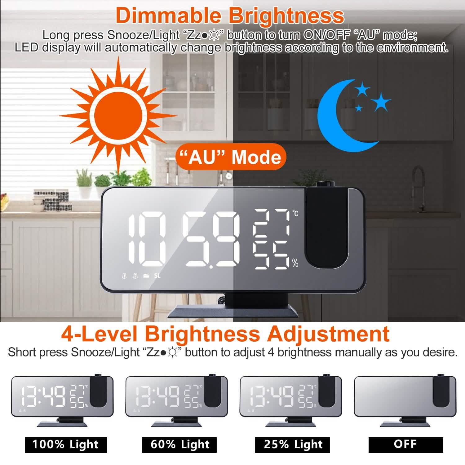 Projection Alarm Clock with Radio Function DailySale