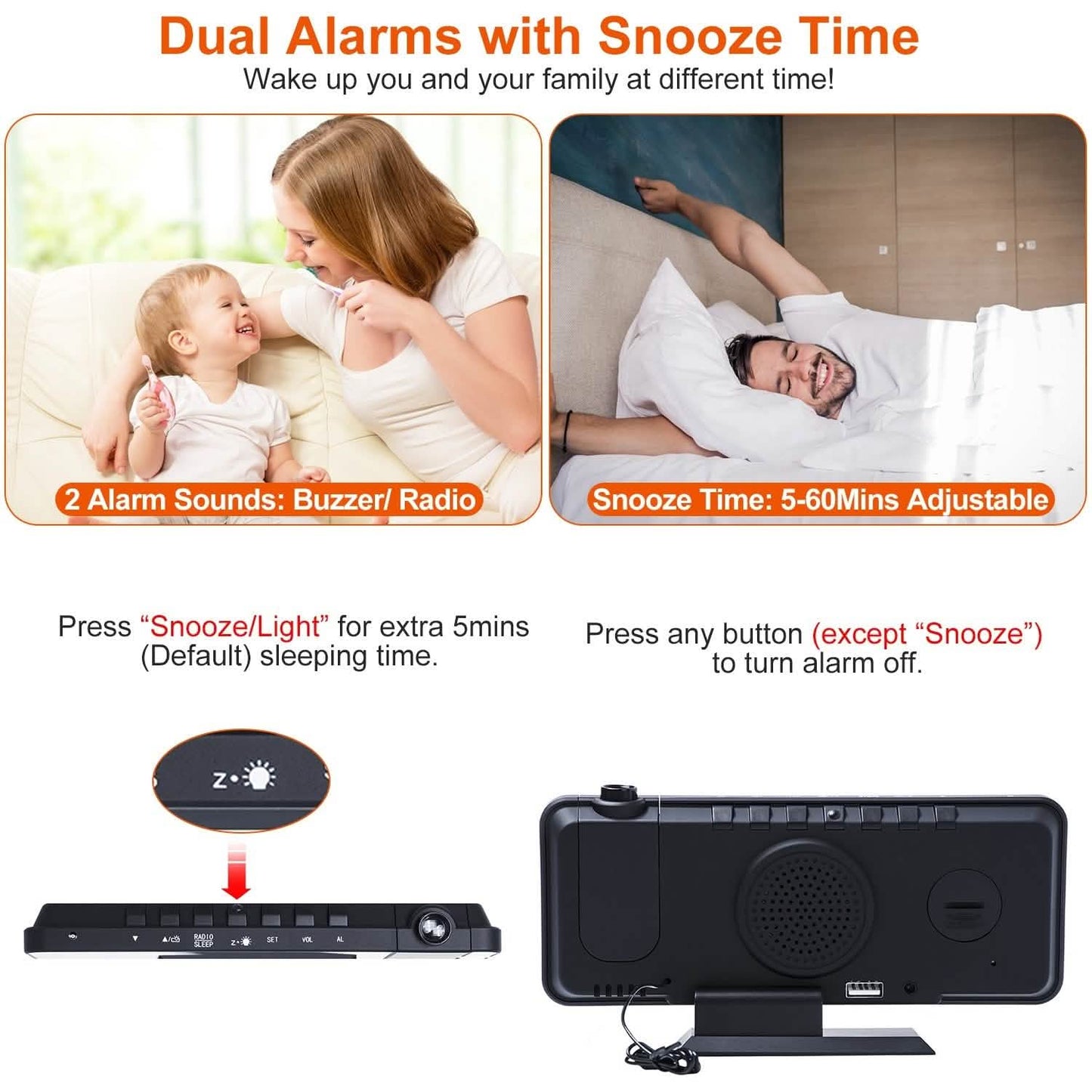 Projection Alarm Clock with Radio Function DailySale