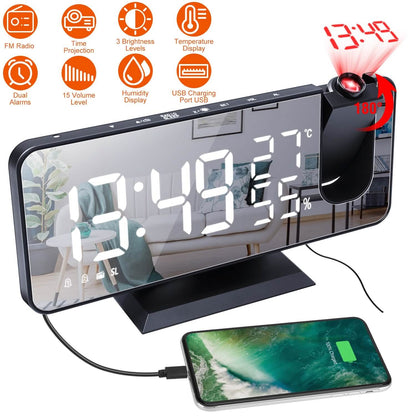 Projection Alarm Clock with Radio Function DailySale