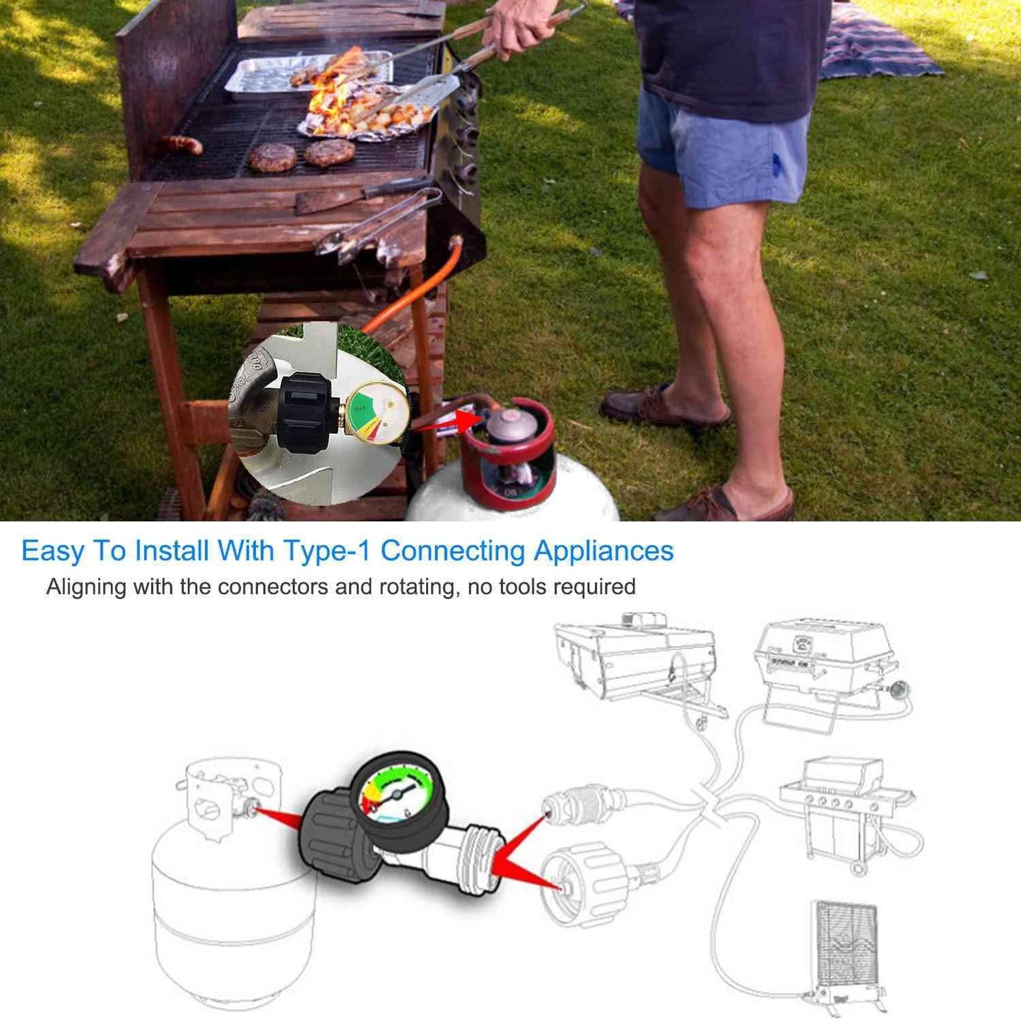Propane Tank Refill Adapter Gas Level Indicator Meter DailySale