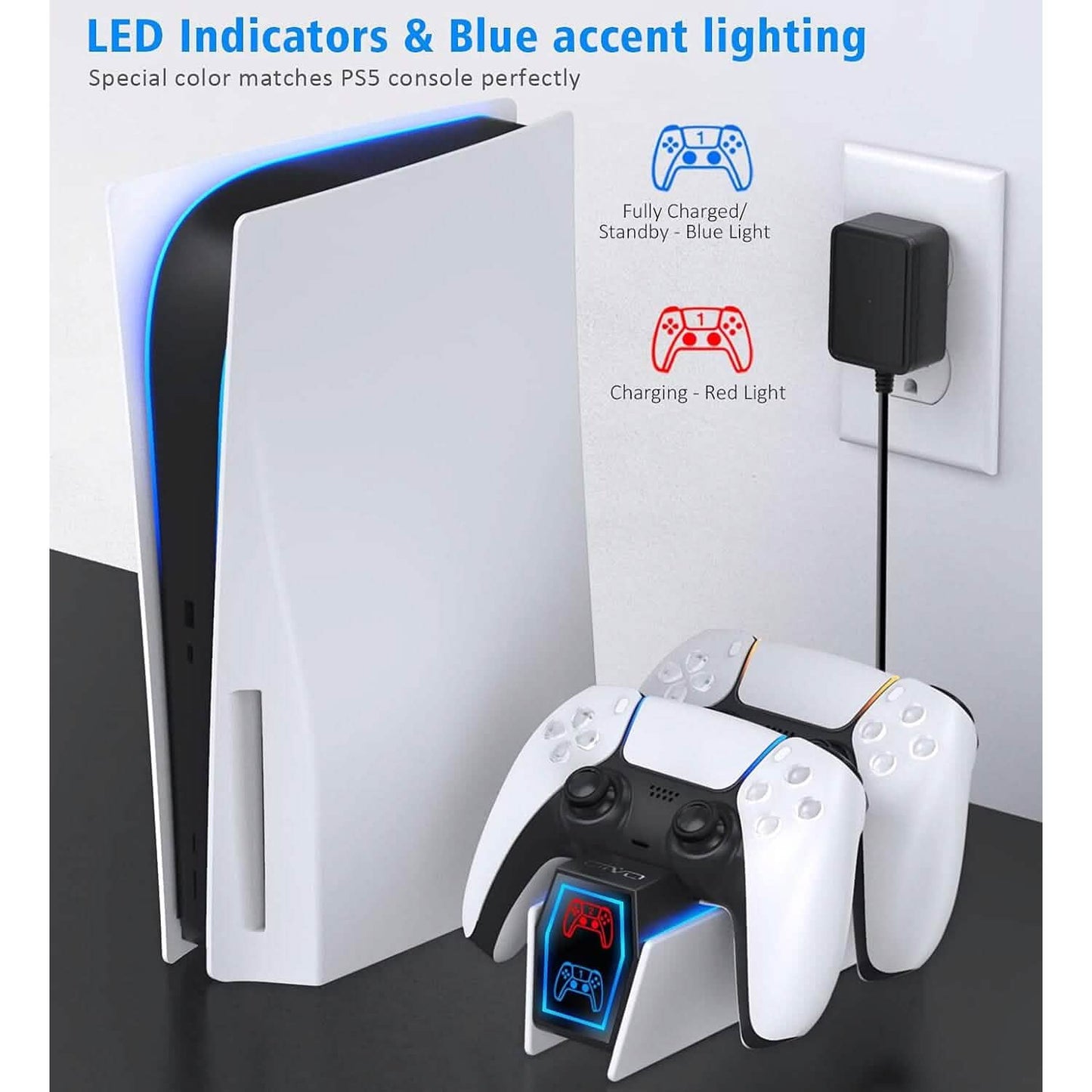 PS5 Controller Charger Station with Fast Charging AC Adapter 5V/3A  (Refurbished) DailySale