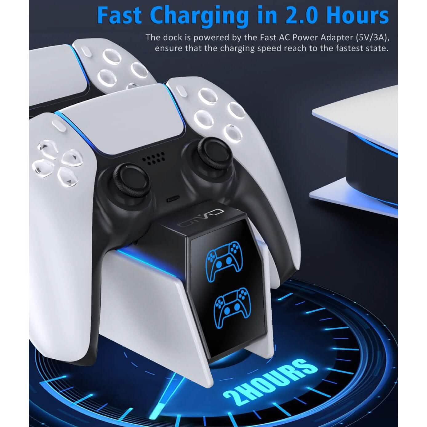 PS5 Controller Charger Station with Fast Charging AC Adapter 5V/3A  (Refurbished) DailySale