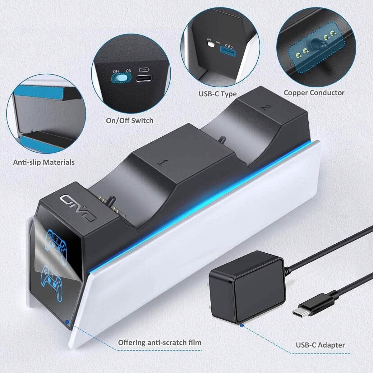 PS5 Controller Charger Station with Fast Charging AC Adapter 5V/3A  (Refurbished) DailySale