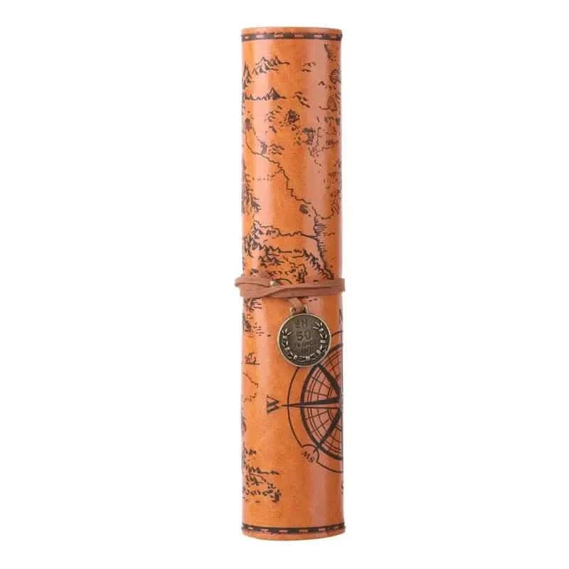 PU Leather Rollup Pen Bag Vintage Creative Map Pencil Case DailySale