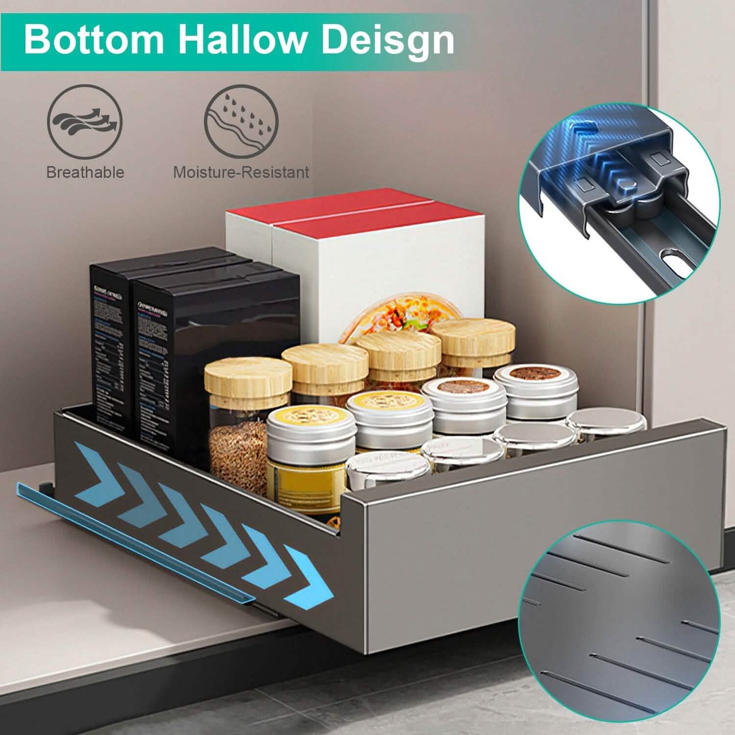 Pull Out Cabinet Organizer Carbon Steel Quiet Slide Rails DailySale