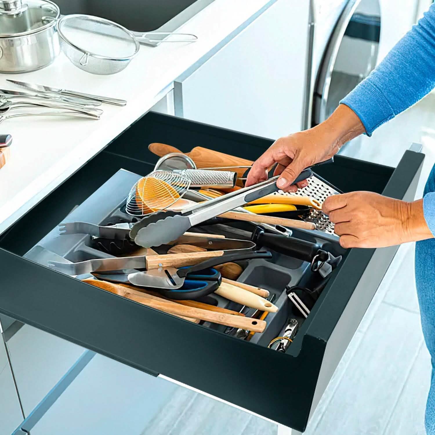 Pull Out Cabinet Organizer Carbon Steel Quiet Slide Rails DailySale