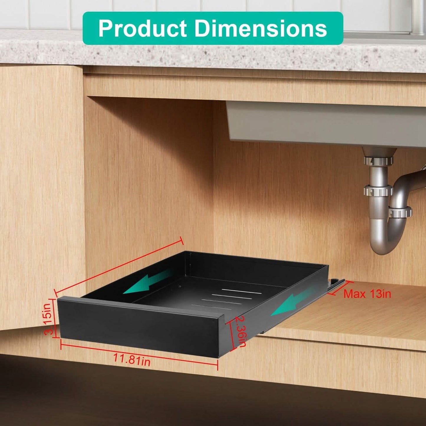 Pull Out Cabinet Organizer Carbon Steel Quiet Slide Rails DailySale