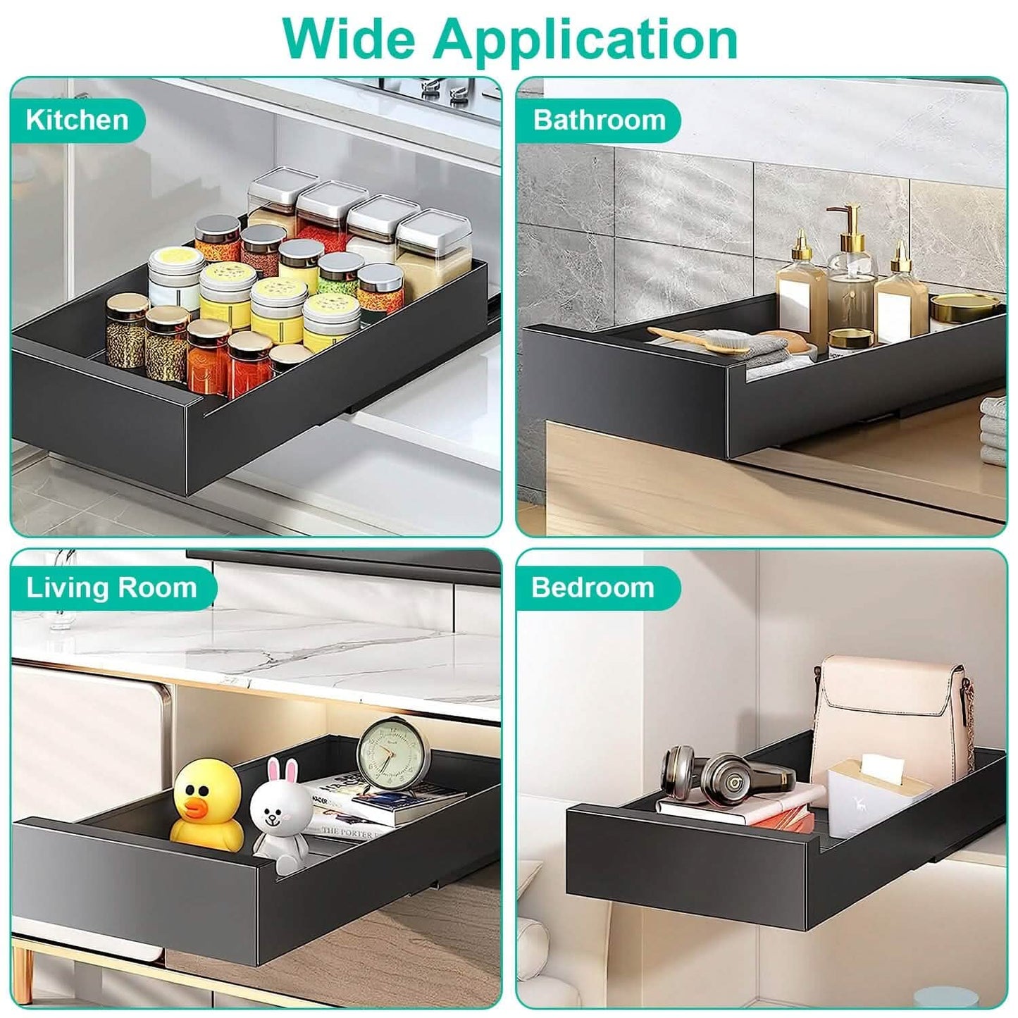 Pull Out Cabinet Organizer Carbon Steel Quiet Slide Rails DailySale