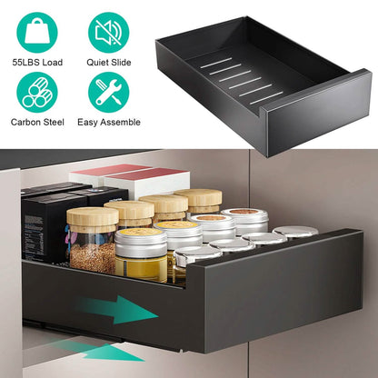 Pull Out Cabinet Organizer Carbon Steel Quiet Slide Rails DailySale