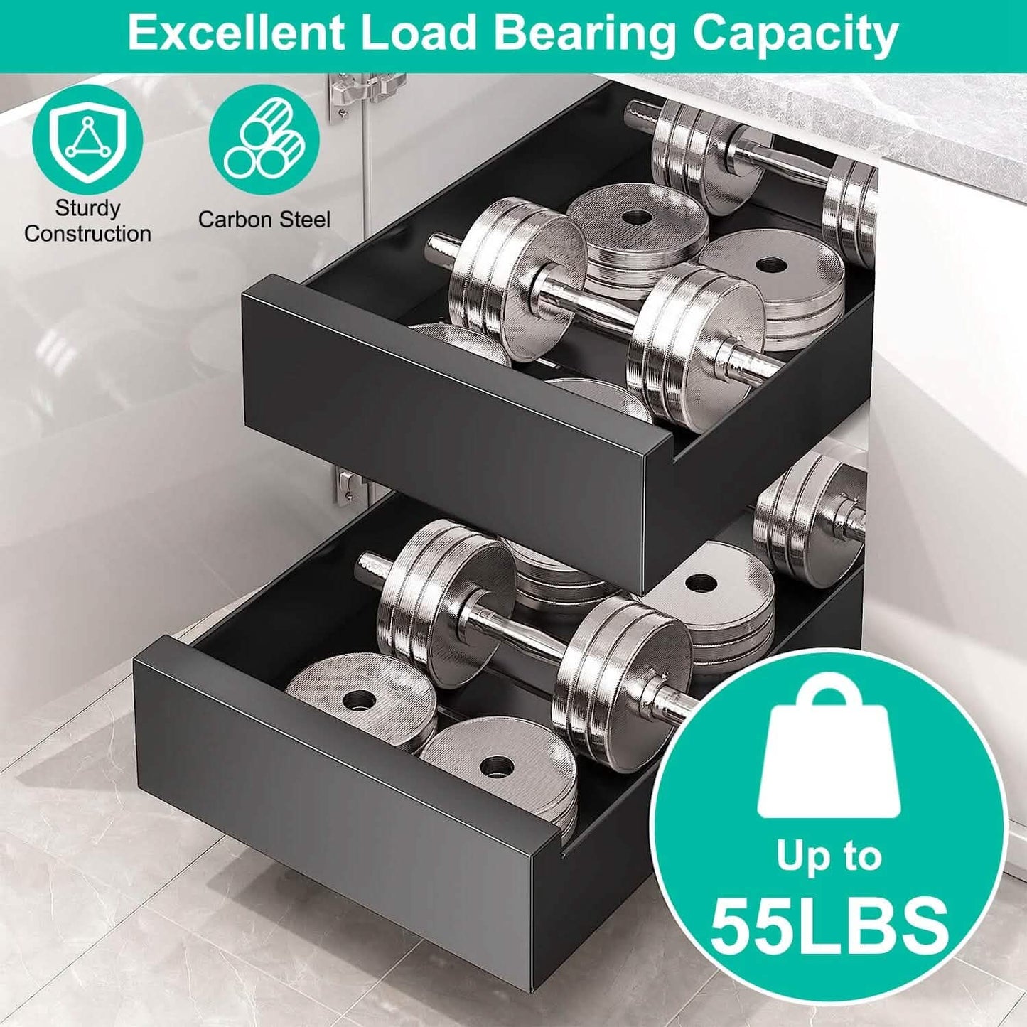 Pull Out Cabinet Organizer Carbon Steel Quiet Slide Rails DailySale