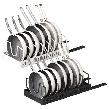 Pull Out Pots and Pans Organizer with 8 Adjustable Dividers DailySale