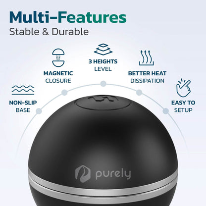Purely Laptop Cooling Pad Legs Portable Magnetic Ball Opens Into 4 Non-Slip Laptop Stand Legs DailySale