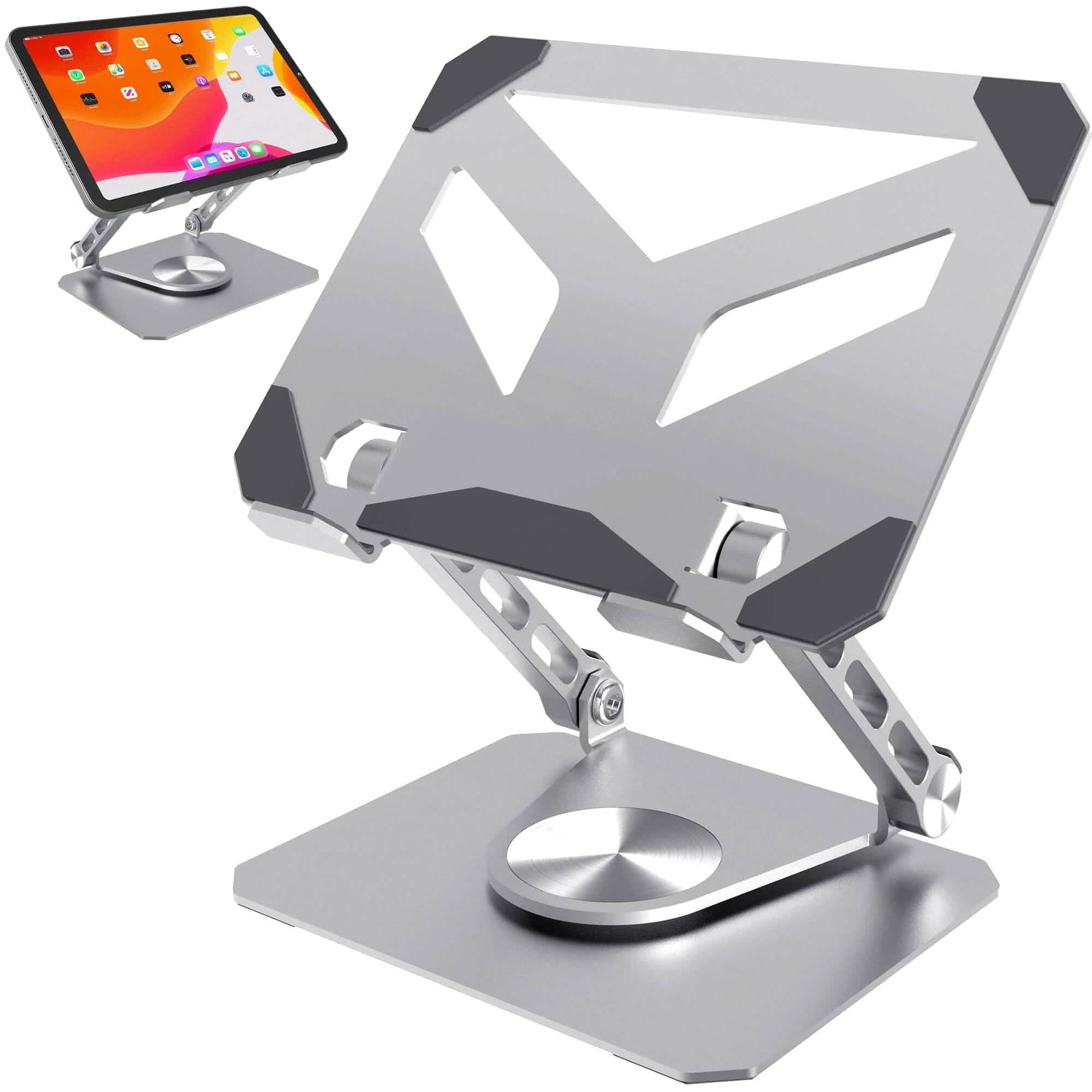 Purely SW60 Swivel Tablet Stand, Aluminum iPad Stand with 360Â° Rotating Base, Adjustable & Foldable Tablet Holder DailySale
