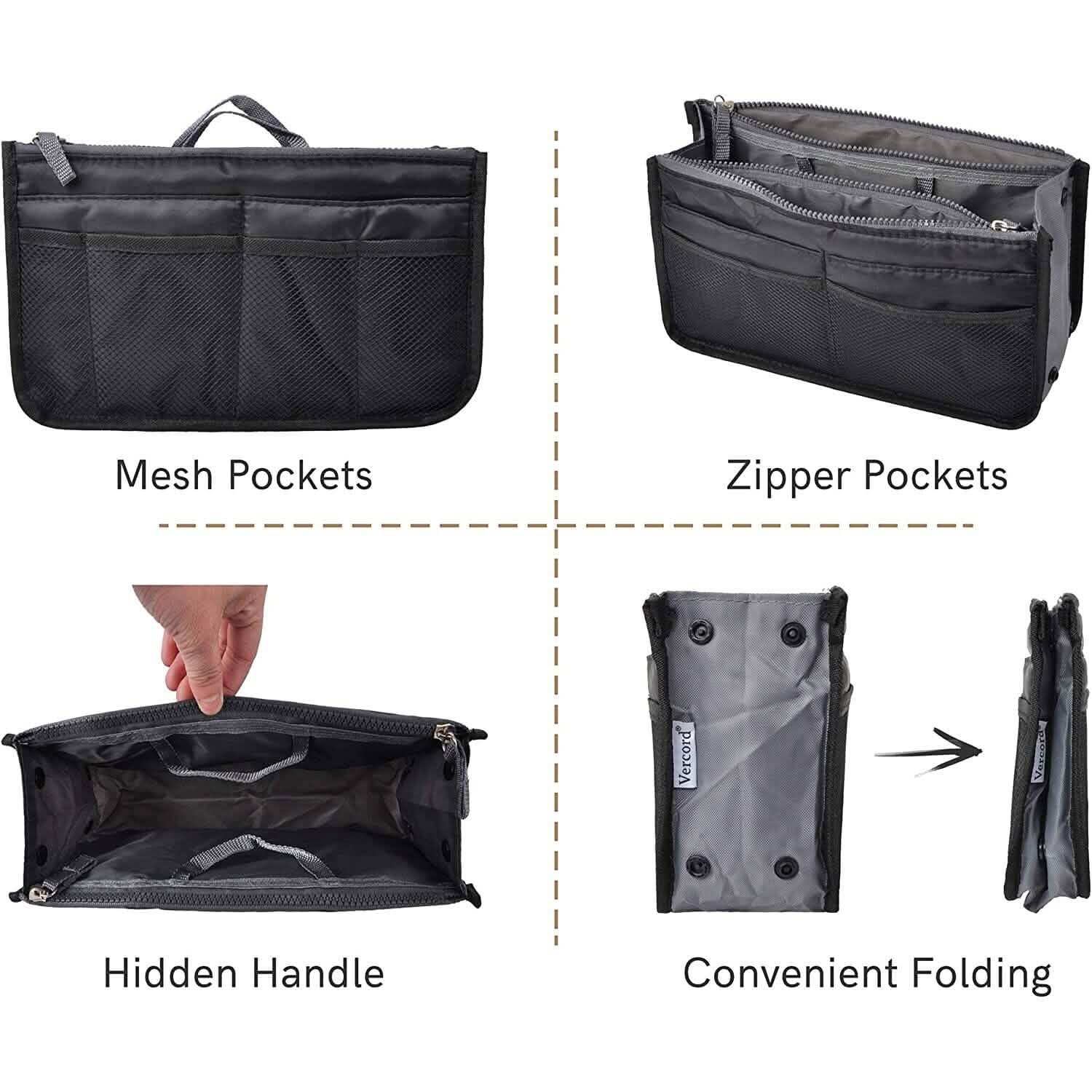 Purse Insert Storage Bag, Versatile Travel Organizer Bag Insert Cosmetic Bag With Multi-Pockets DailySale