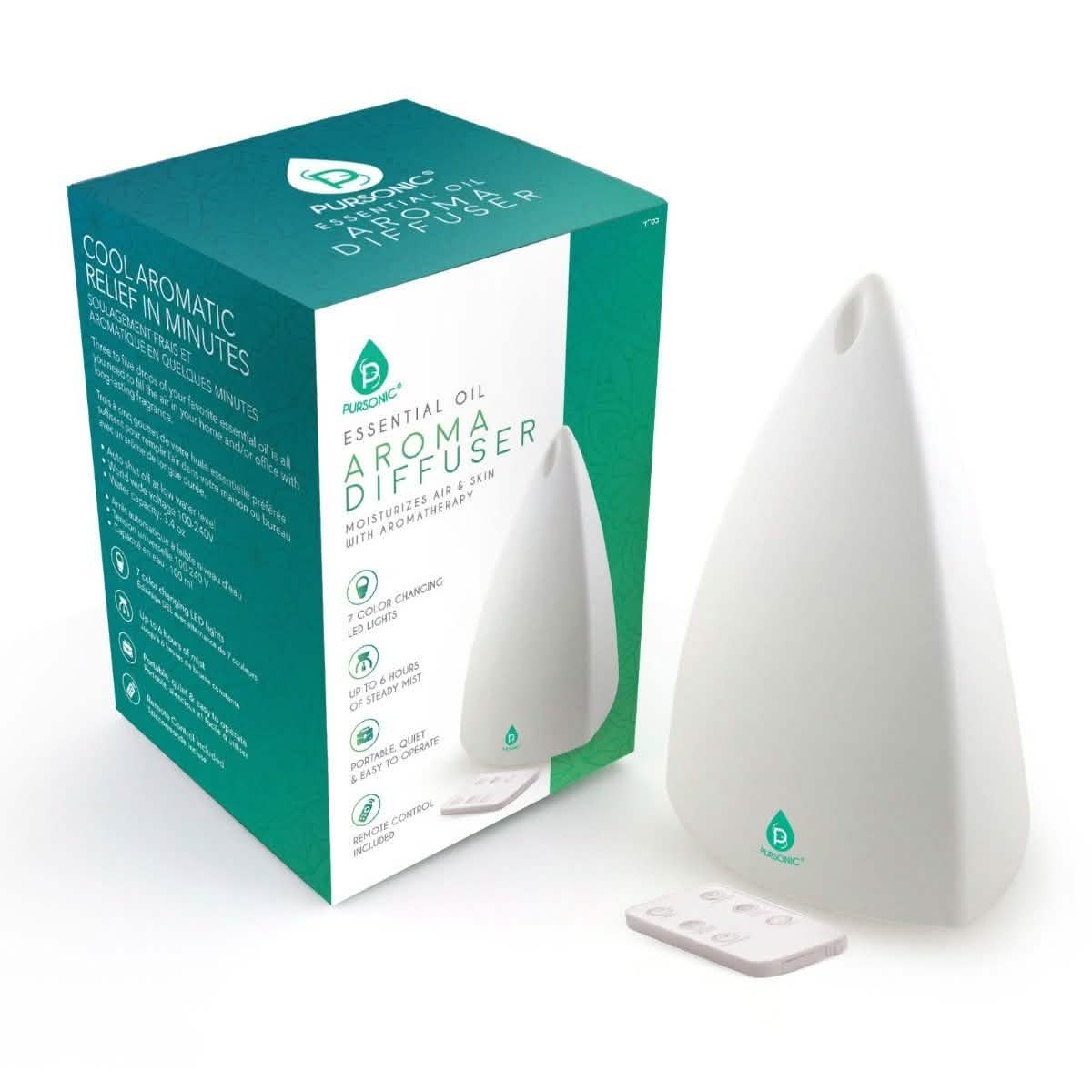 Pursonic Aroma Diffuser with Remote and 6-Pack Aromatherapy Oils DailySale