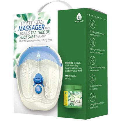 Pursonic Foot Spa Massager with Vibrating Bubbles & Tea Tree Oil Foot Salt Scrub with Epsom Salt DailySale