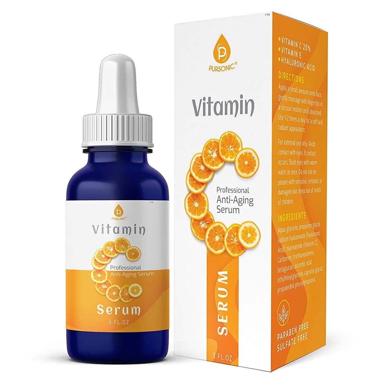 Pursonic Vitamin C Best Organic Anti-Aging Moisturizer Serum DailySale