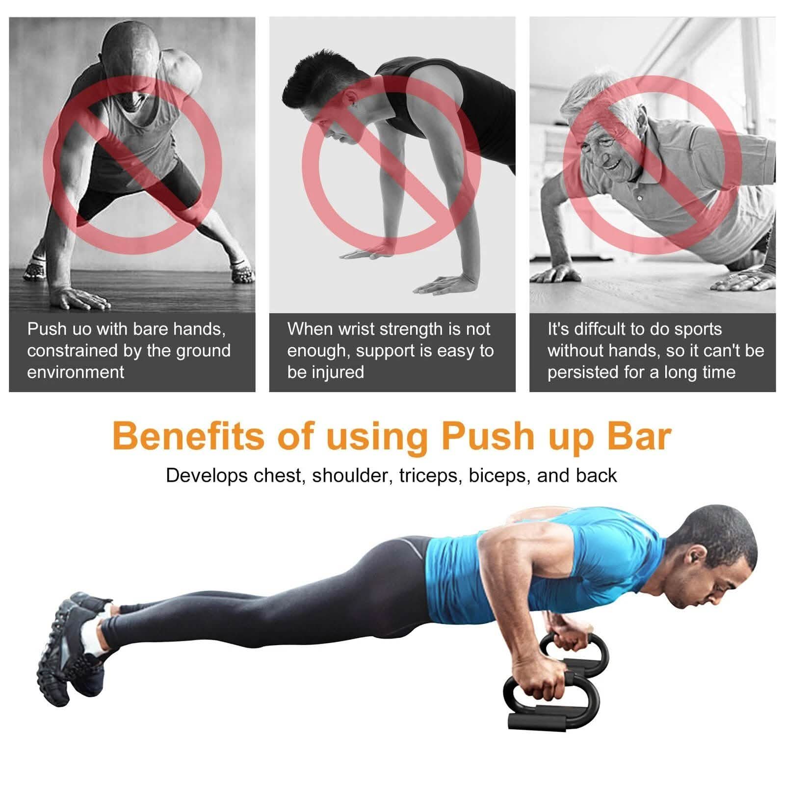 Push Up Bars Stand S Shape Fitness Workout Gym Exercise with Push-Up Training Mat DailySale