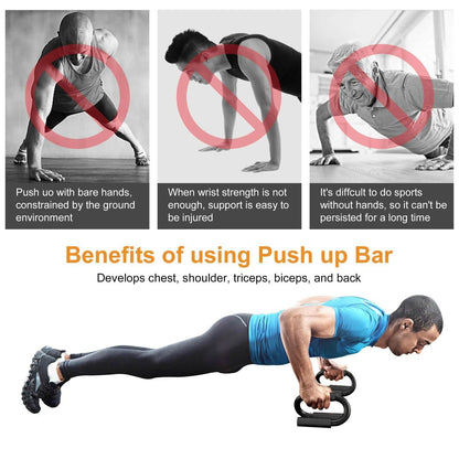 Push Up Bars Stand S Shape Fitness Workout Gym Exercise with Push-Up Training Mat DailySale