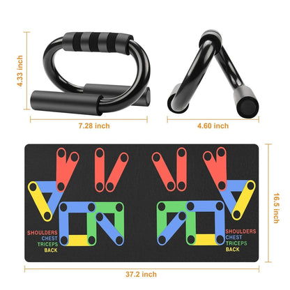 Push Up Bars Stand S Shape Fitness Workout Gym Exercise with Push-Up Training Mat DailySale