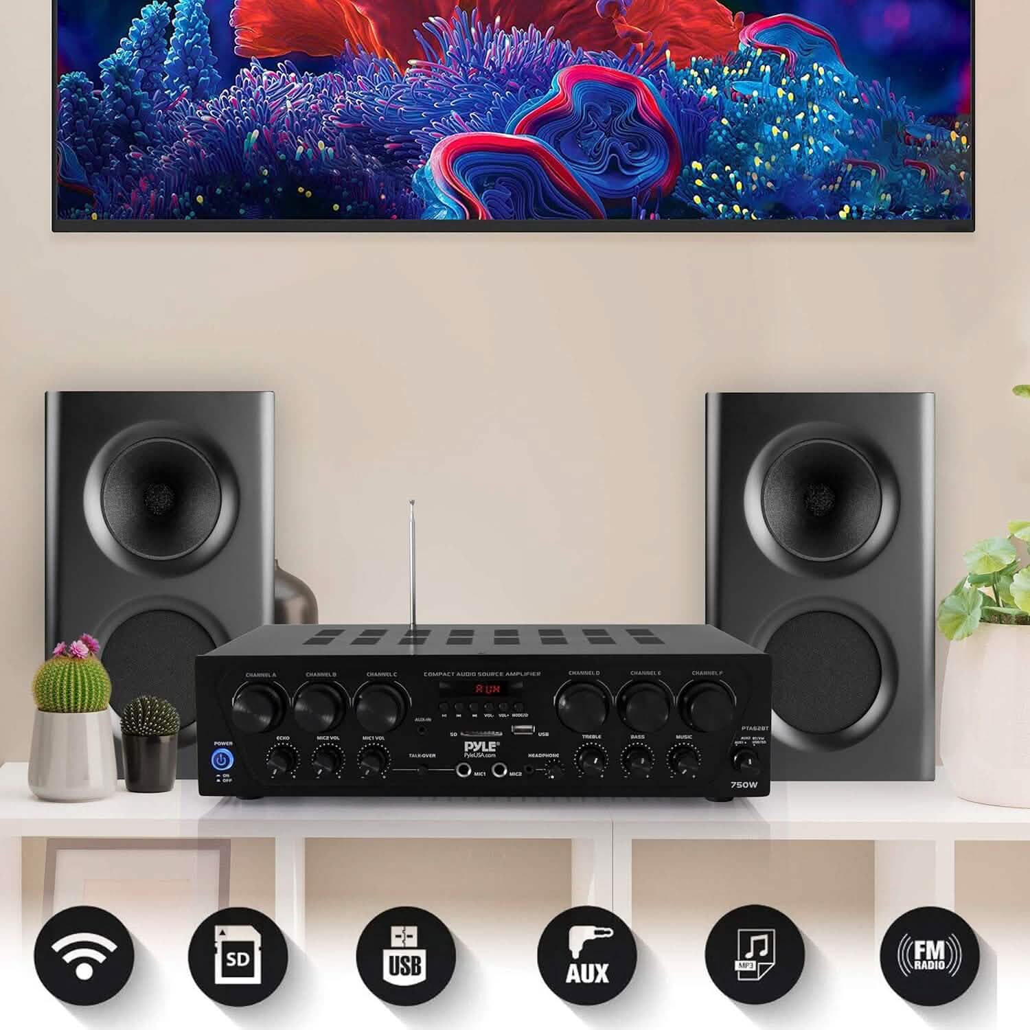 Pyle Wireless Bluetooth Home Audio Amplifier  (Refurbished) DailySale