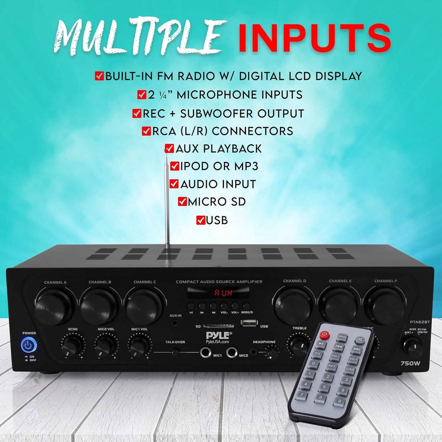 Pyle Wireless Bluetooth Home Audio Amplifier  (Refurbished) DailySale