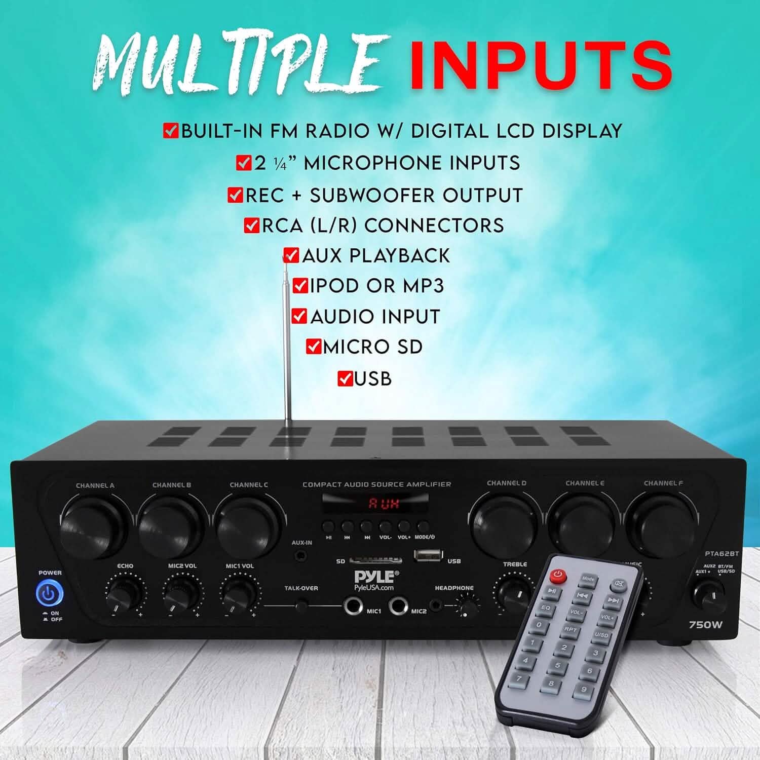 Pyle Wireless Bluetooth Home Audio Amplifier  (Refurbished) DailySale