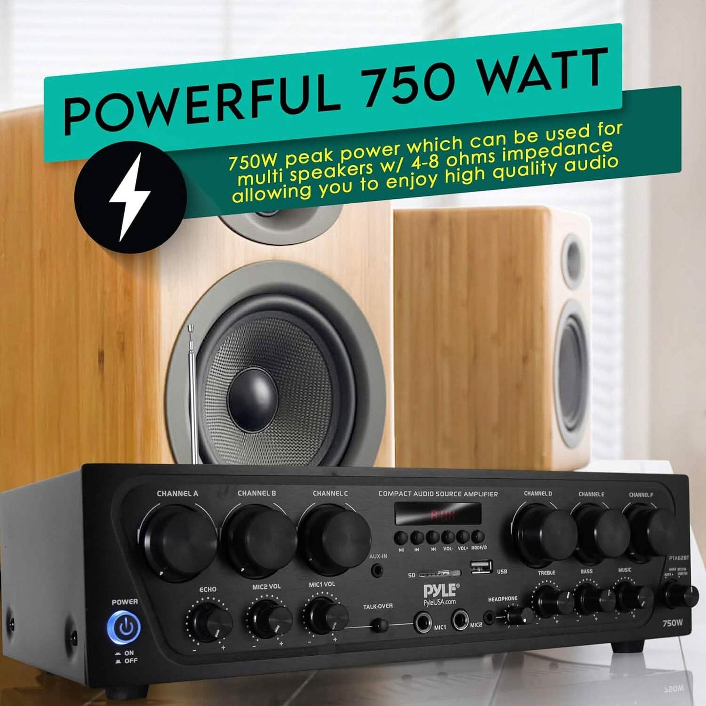 Pyle Wireless Bluetooth Home Audio Amplifier  (Refurbished) DailySale