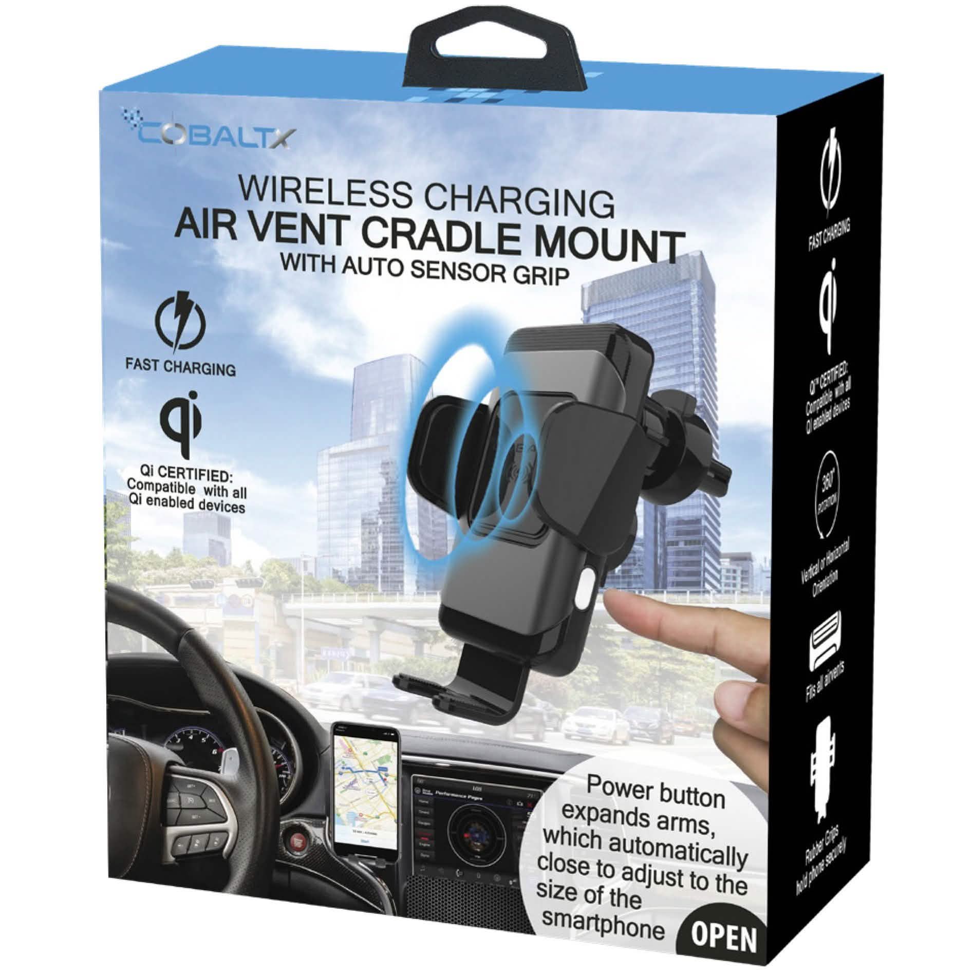 QI Certified Wireless Charging Air Vent Cradle Mount 10W with Auto Sensor Grips DailySale