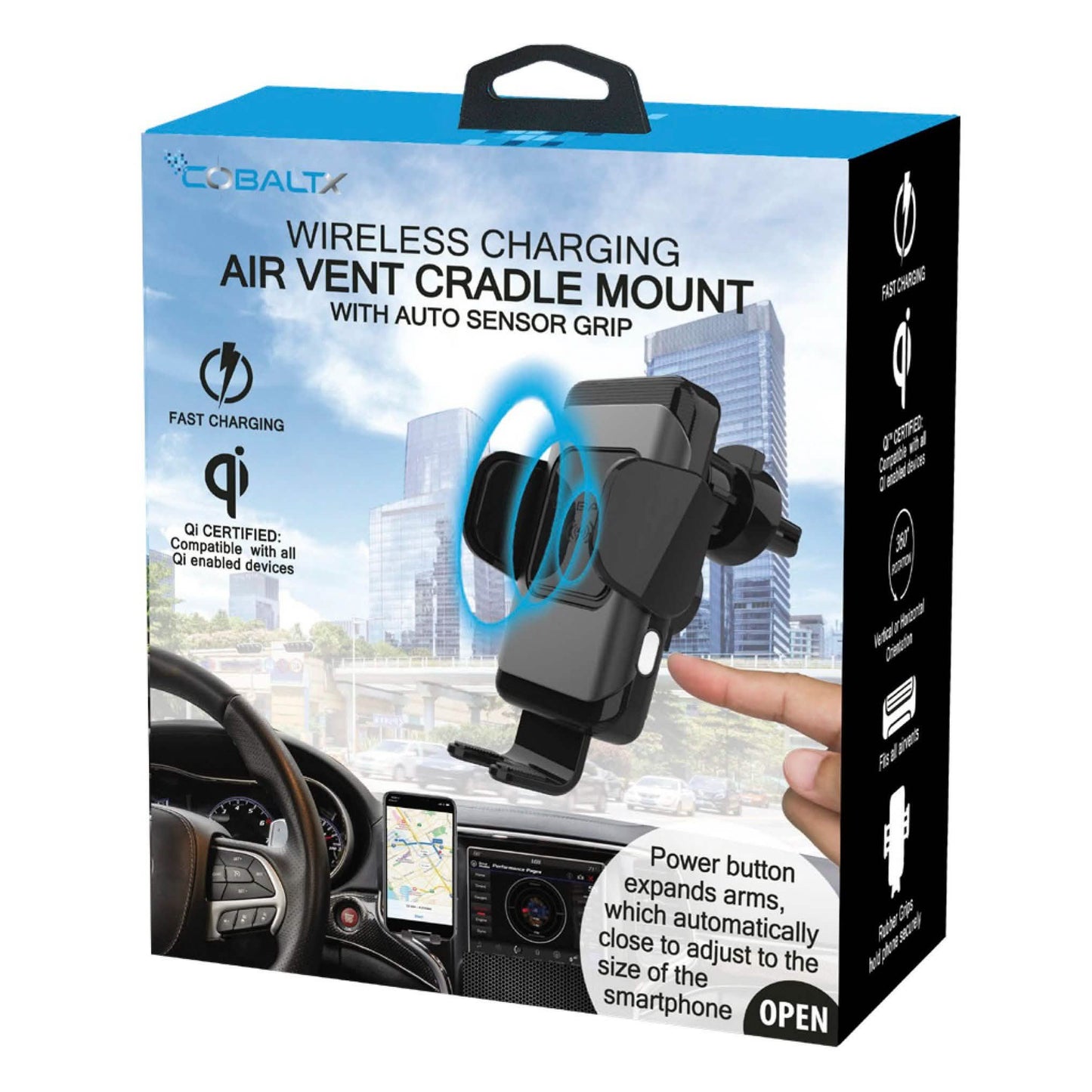 QI Certified Wireless Charging Windshield Dash Cradle Mount 10W with Auto Sensor Grips DailySale