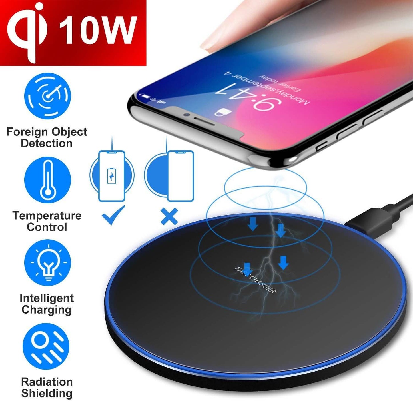 Qi Fast Wireless Charger 10W Charging Pads DailySale