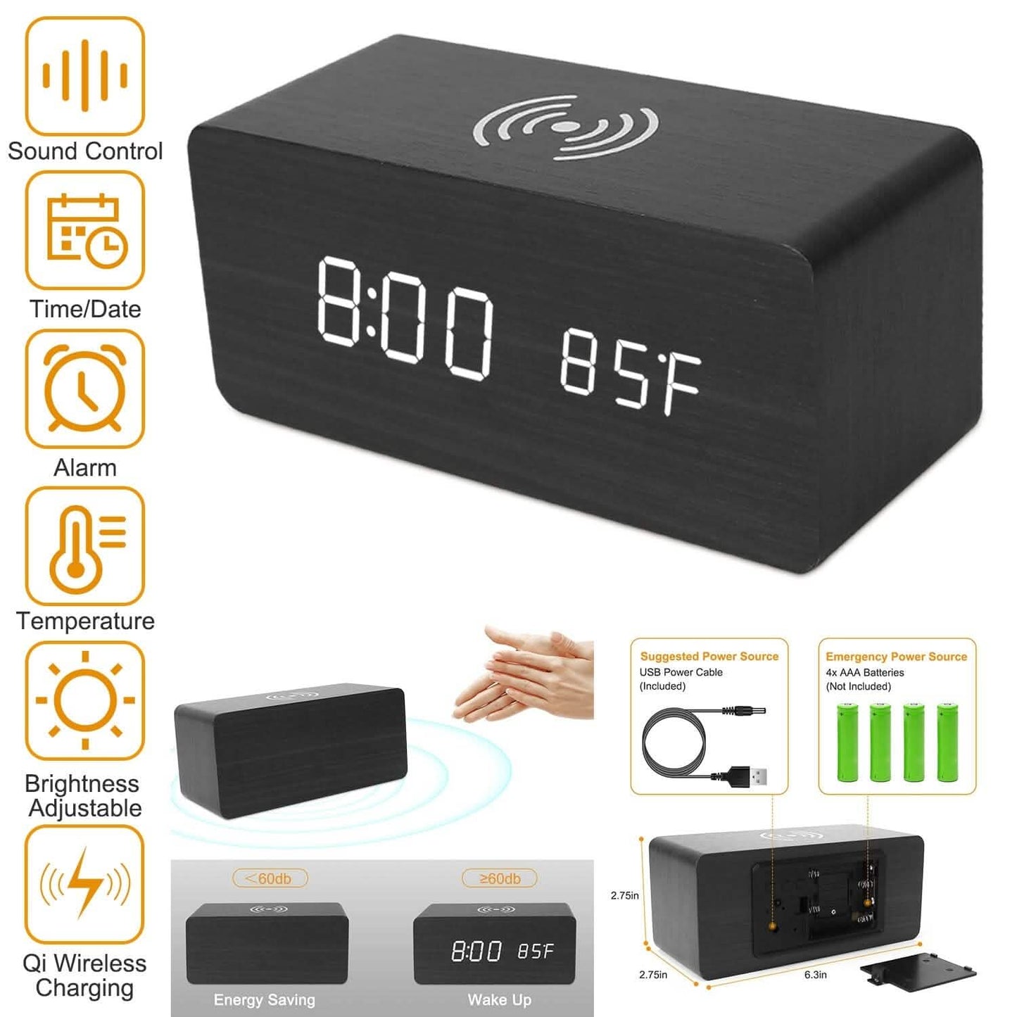 Qi Wireless Charger Digital Alarm Clock DailySale