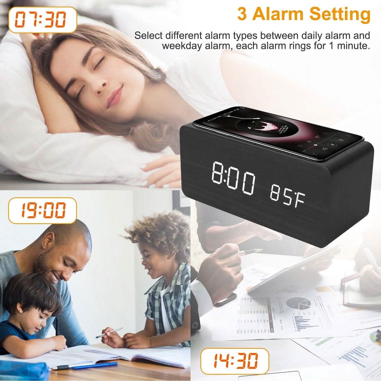Qi Wireless Charger Digital Alarm Clock DailySale