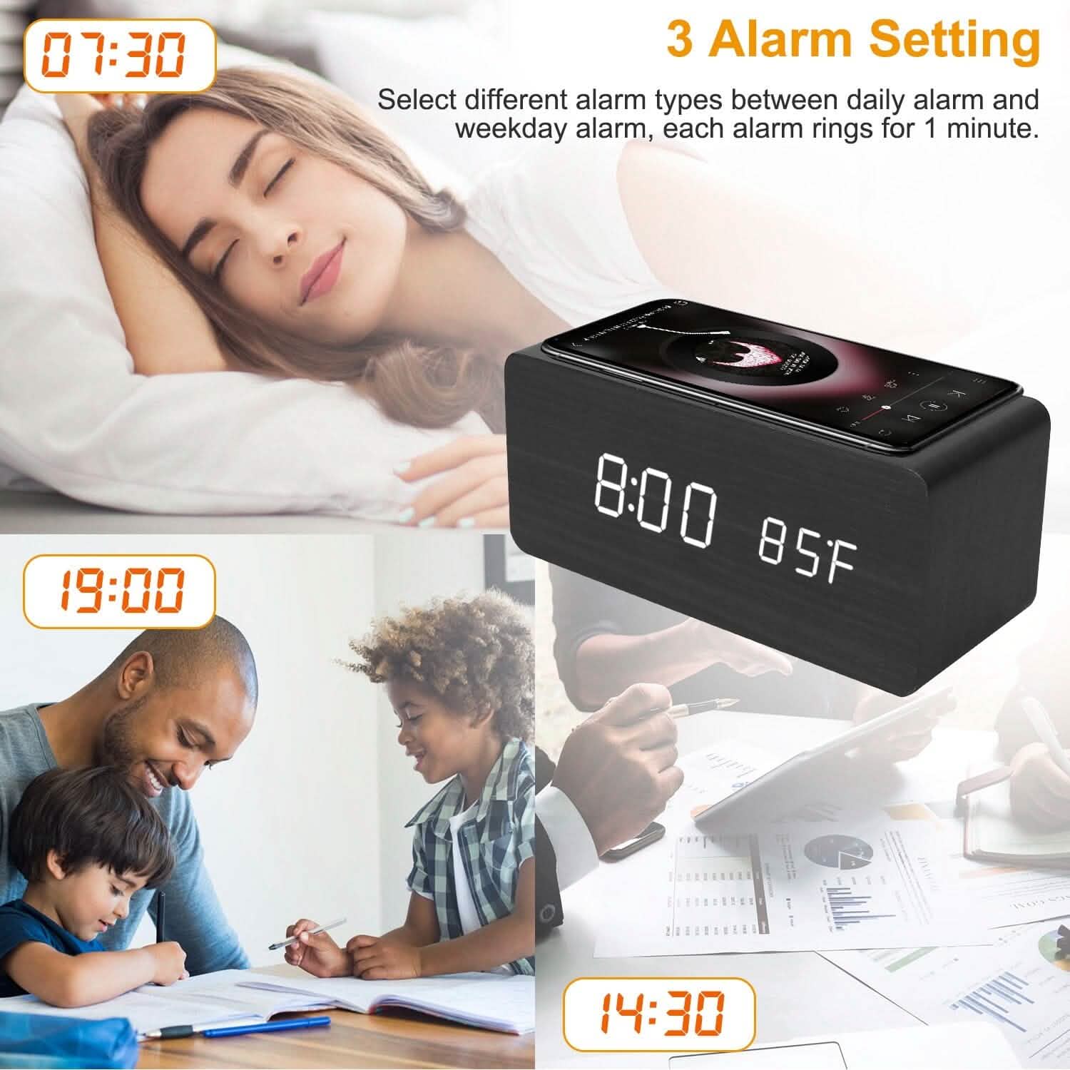 Qi Wireless Charger Digital Alarm Clock DailySale
