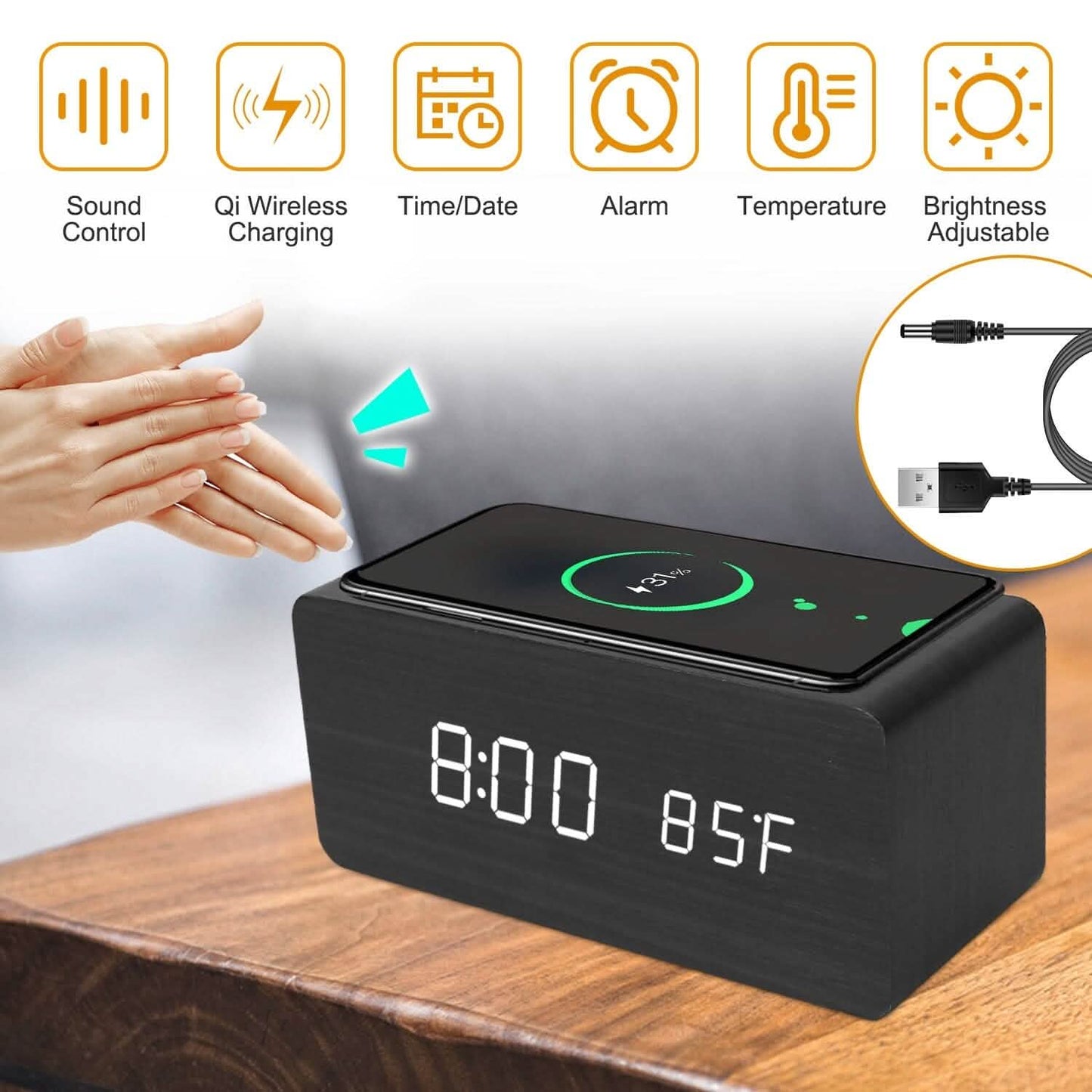 Qi Wireless Charger Digital Alarm Clock DailySale