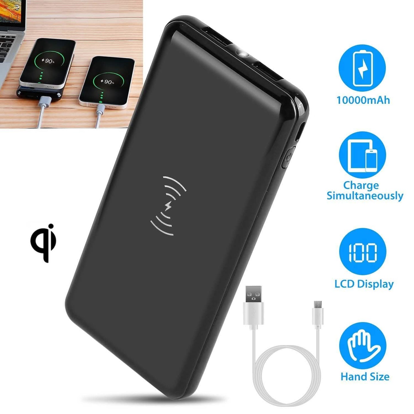 Qi Wireless Charging Station 10000mAh Power Bank DailySale