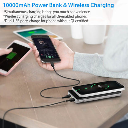Qi Wireless Station 10000mAh Powerbank with 4 Modes Flashlight DailySale