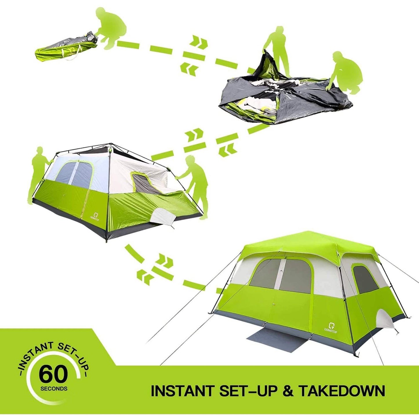 8 Person Camping Tent, 60 Seconds Set up Waterproof Tent DailySale