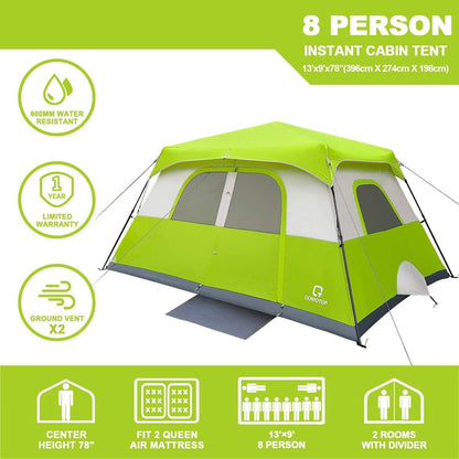 8 Person Camping Tent, 60 Seconds Set up Waterproof Tent DailySale