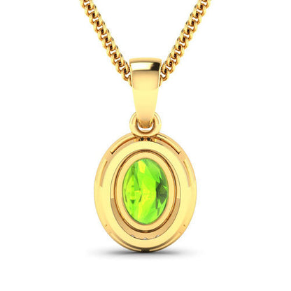 1.23 Carat Genuine Peridot and White Diamond 14K Yellow Gold Pendant Bids.com