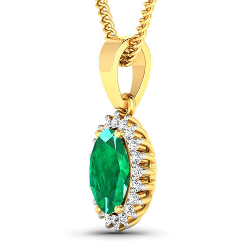 1.13 Carat Genuine Zambian Emerald and White Diamond 14K Yellow Gold Pendant Bids.com
