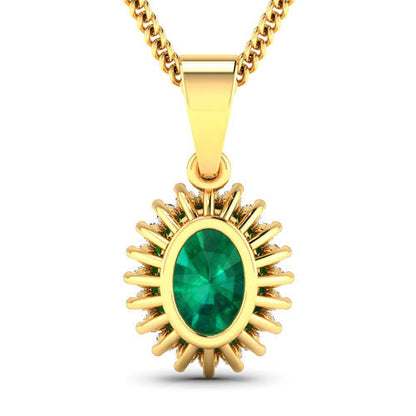1.13 Carat Genuine Zambian Emerald and White Diamond 14K Yellow Gold Pendant Bids.com