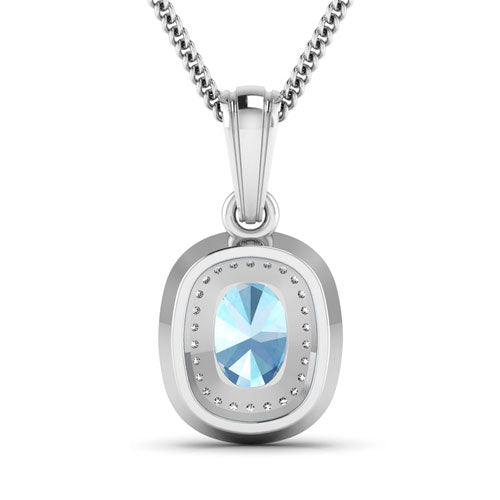 1.35 Carat Genuine Aquamarine and White Diamond 14K White Gold Pendant Bids.com