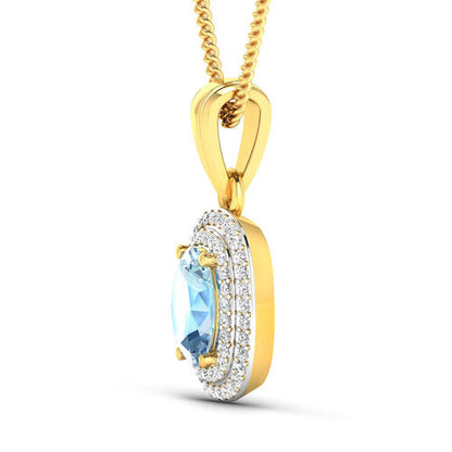 1.35 Carat Genuine Aquamarine and White Diamond 14K Yellow Gold Pendant Bids.com