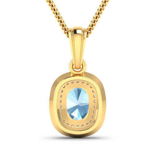 1.35 Carat Genuine Aquamarine and White Diamond 14K Yellow Gold Pendant Bids.com