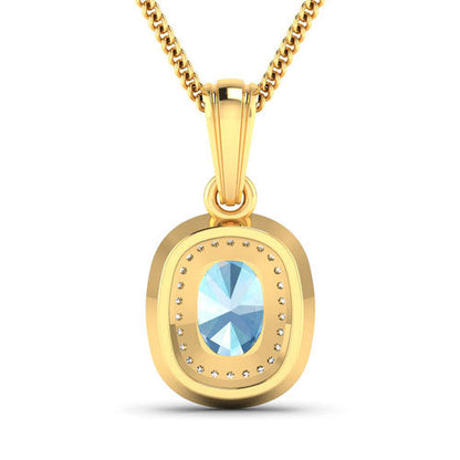 1.35 Carat Genuine Aquamarine and White Diamond 14K Yellow Gold Pendant Bids.com
