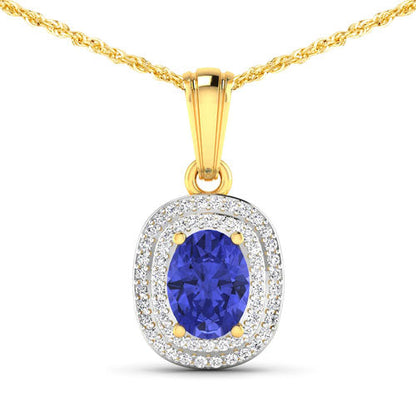 1.45 Carat Genuine Tanzanite and White Diamond 14K Yellow Gold Pendant Bids.com