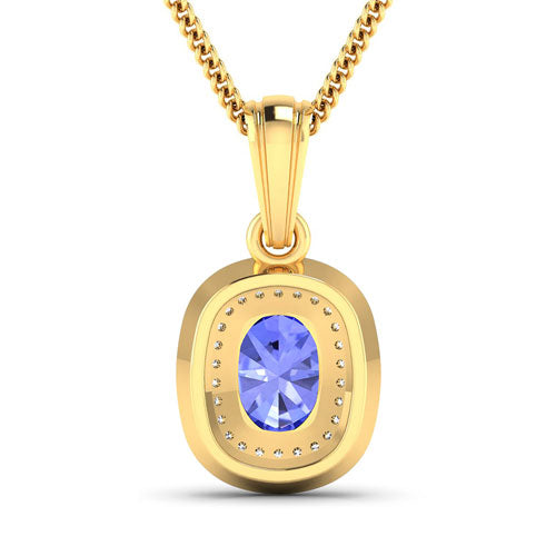 1.45 Carat Genuine Tanzanite and White Diamond 14K Yellow Gold Pendant Bids.com